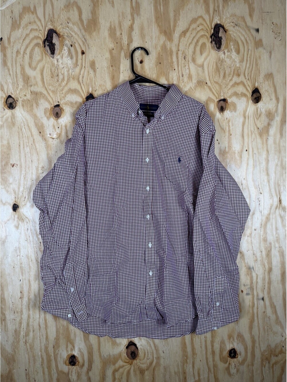 Ralph Lauren Button Down Shirt Mens XXL 2XL Red Plaid Classic Fit Stretch Preppy